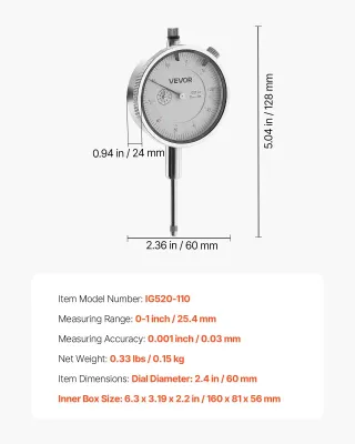 Indicatore di Prova a Quadrante Precisione 0,03 mm