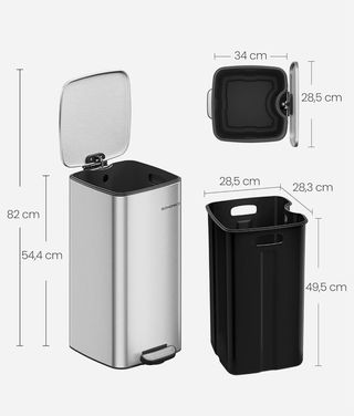Cubo Basura SONGMICS 30L Acero Inoxidable
