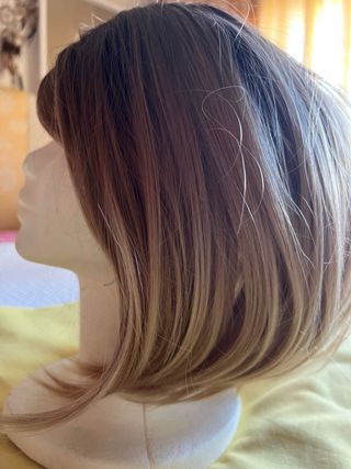 Peluca rubia lisa degradado marrón a dorado intens