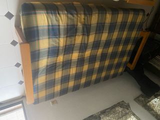 Sofá Cama Tela Azul y Amarillo