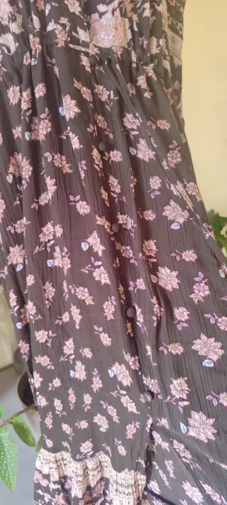 Vestido Boho Largo Marrón y Rosa