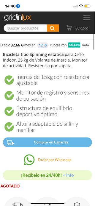 Bicicleta Estática Grilindux Alpine 8000