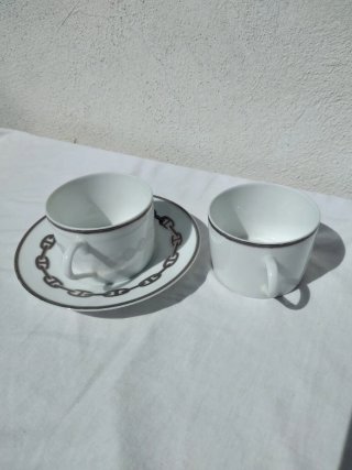 Hermès Chaine d'Ancre 2 Tazze da caffè con 1 Piatt