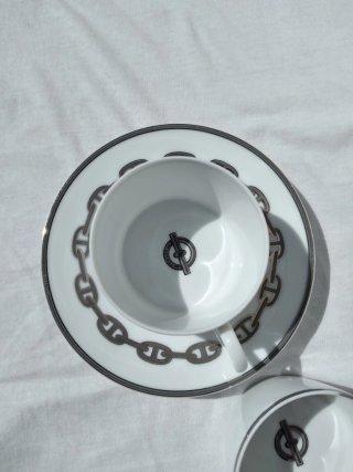 Hermès Chaine d'Ancre 2 Tazze da caffè con 1 Piatt