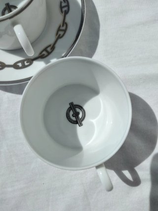 Hermès Chaine d'Ancre 2 Tazze da caffè con 1 Piatt