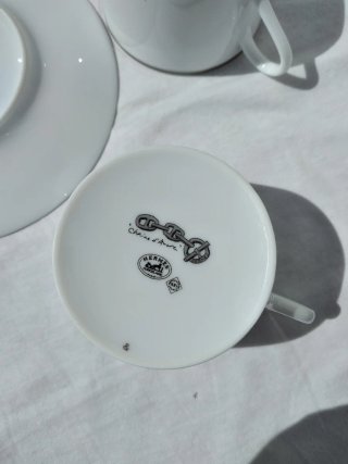 Hermès Chaine d'Ancre 2 Tazze da caffè con 1 Piatt
