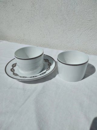 Hermès Chaine d'Ancre 2 Tazze da caffè con 1 Piatt