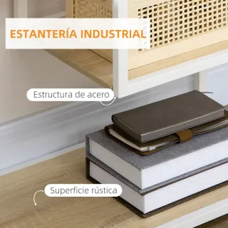 Estantería Acero y Melamina Beige/Blanco