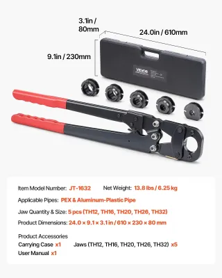 Pinza Crimpatrice Tubi Ganasce PEX in Alluminio