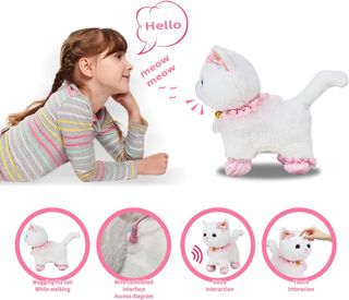 - Gato de juguete de peluche con correa telediri