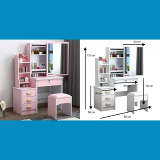 Toeletta trucco con specchio e sgabello