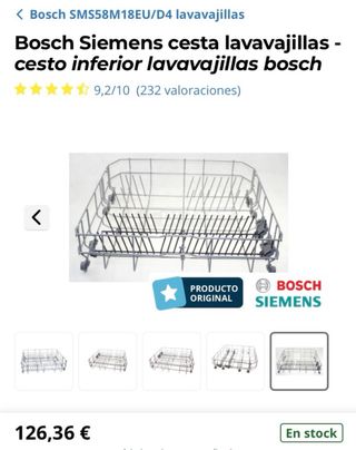 Cesto para lavavajillas Bosch MODELO SMS58M18EU/D4
