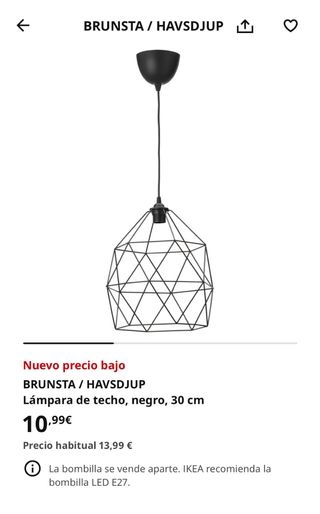 Lámpara de techo negra metálica