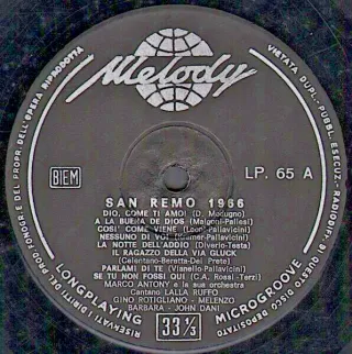 Marco Antony E La Sua Orchestra Sanremo 1966 LP