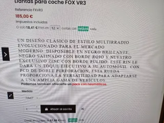 Llantas Fox VR3 con neumáticos.