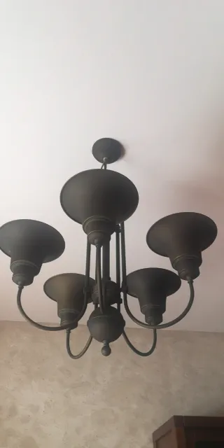 Lámpara de techo 5 brazos bronce