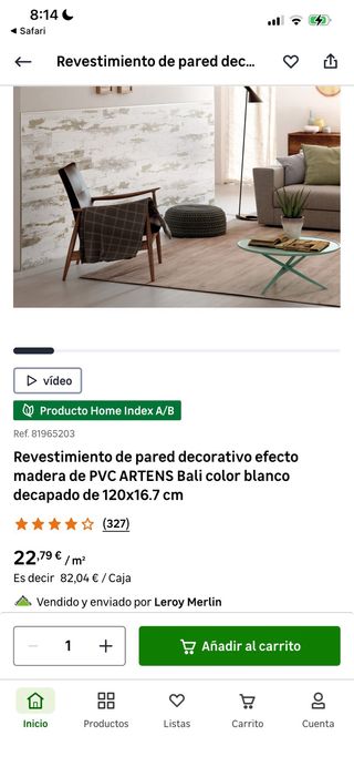 4 Cajas Revestimiento PVC Artens Bali (14,4 m)
