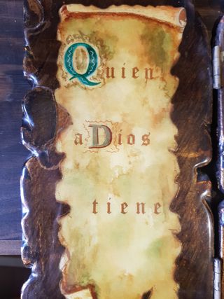 Antiguo cuadro tríptico grande  Santa Teresa