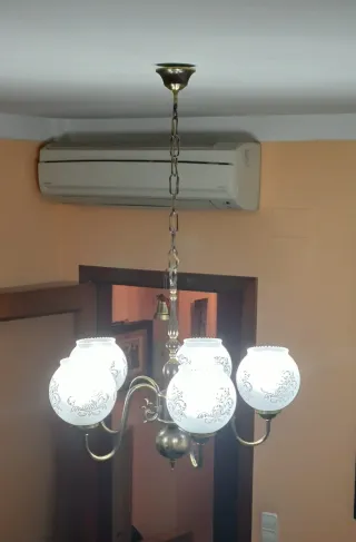 Lámpara de techo 5 brazos metal y cristal