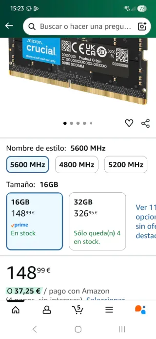 2x Crucial 8GB DDR5 SODIMM 5600MHz CL46