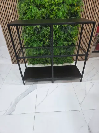 Estantería Metálica y Cristal Negra