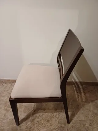 Sillas Comedor Madera y Tela Beige
