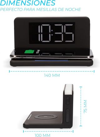 Ksix Reloj Despertador Digital con Cargador Inalám