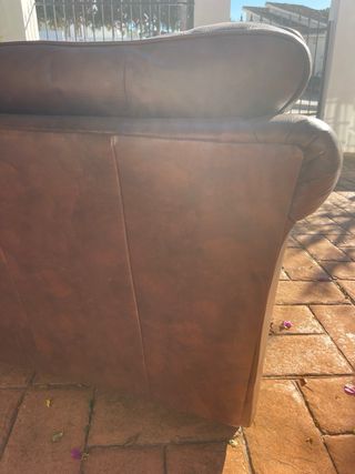 Sofá cama piel auténtica marrón