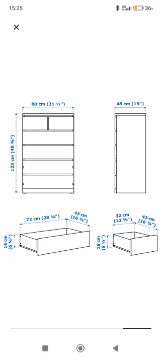 Cómoda Malm 6 cajones Ikea