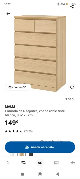 Cómoda Malm 6 cajones Ikea