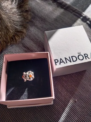 Charm Pandora Flor Cornalina Plata Auténtico