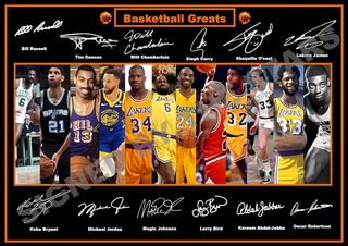 Póster A3 de All Time Basketball Greats firmado/im