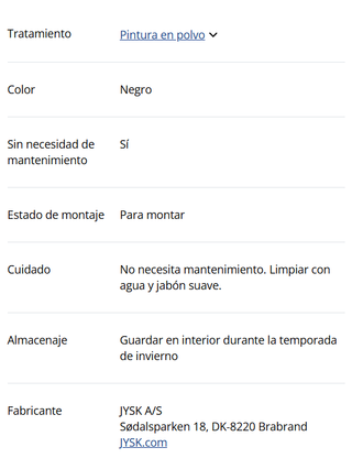 Mesa de exterior JERSORE JYSK negro