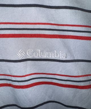 Polo Columbia Listrado Cinza e Vermelho