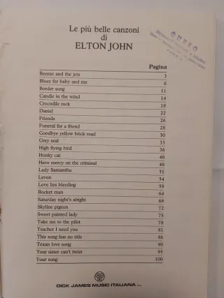 Set Elton John Musicassetta,spartito e libro