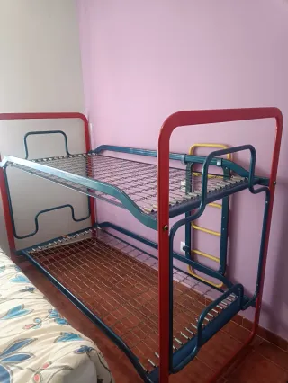 Litera 90cm Somier Flex Metal Azul/Rojo.