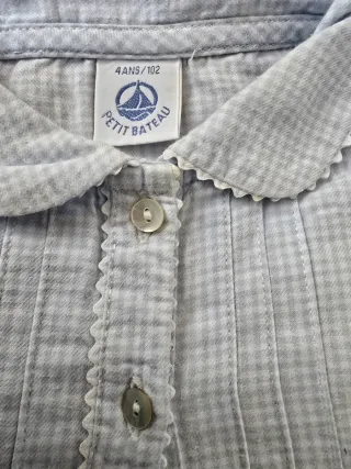 Blusa Petit Bateau xadrez azul