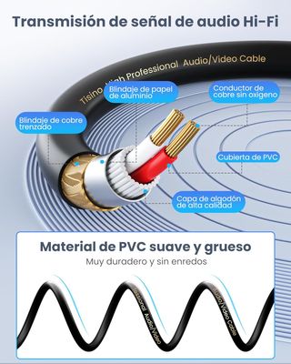 Tisino Cable XLR Hembra a Jack, Cable XLR a 6,35 m