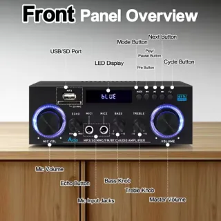 Amplificador Woopker AK50 Bluetooth 5.3 de 840W