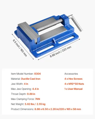 Morsa Trapano a Colonna Larghezza Ganasce 101 mm