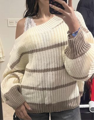 Jersey Shein rayas beige y marrón Talla S nuevo.