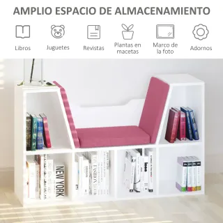 Librería con Asiento Estantería 6 Cubos