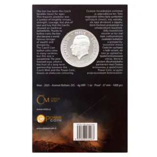 Moneda Plata 1 Oz LEÓN CHECO 2025 999 Niue PROOF