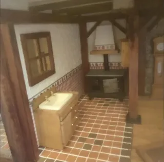 Casita de muñecas rústica de madera