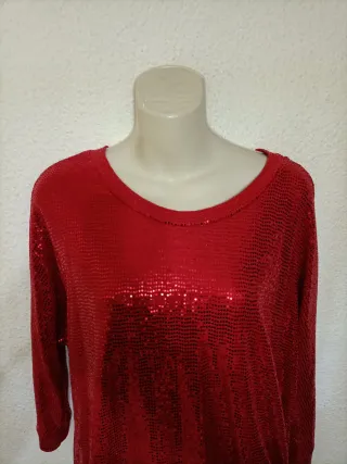Blusa roja lentejuelas talla única