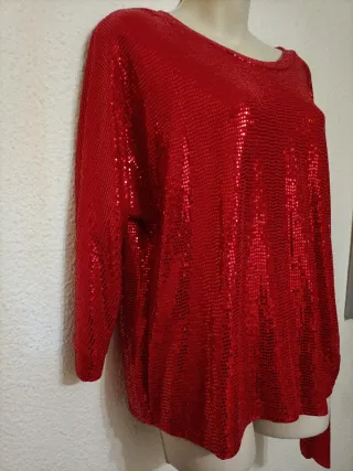 Blusa roja lentejuelas talla única