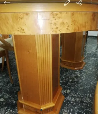 Mesa comedor y 6 sillas madera raíz