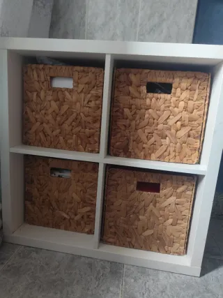 Mueble Organizador Blanco con Cestas Mimbre
