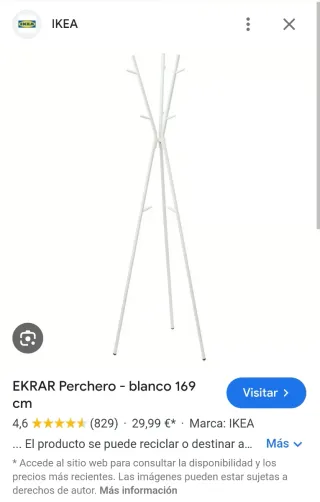 Perchero de pie blanco