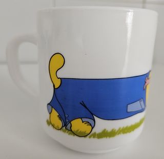 Taza de vidrio Arcopal perro salchicha. Años 80